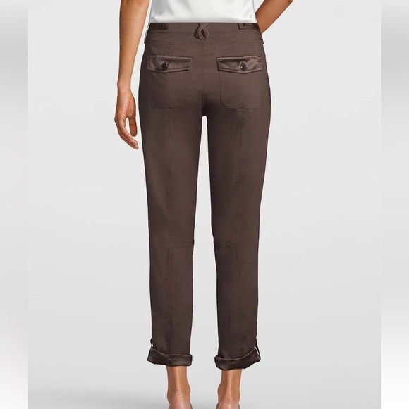 WHITE HOUSE BLACK MARKET Satin Panel Taupe Utility Straight Crop Pants Sz 4L - Picture 2 of 16